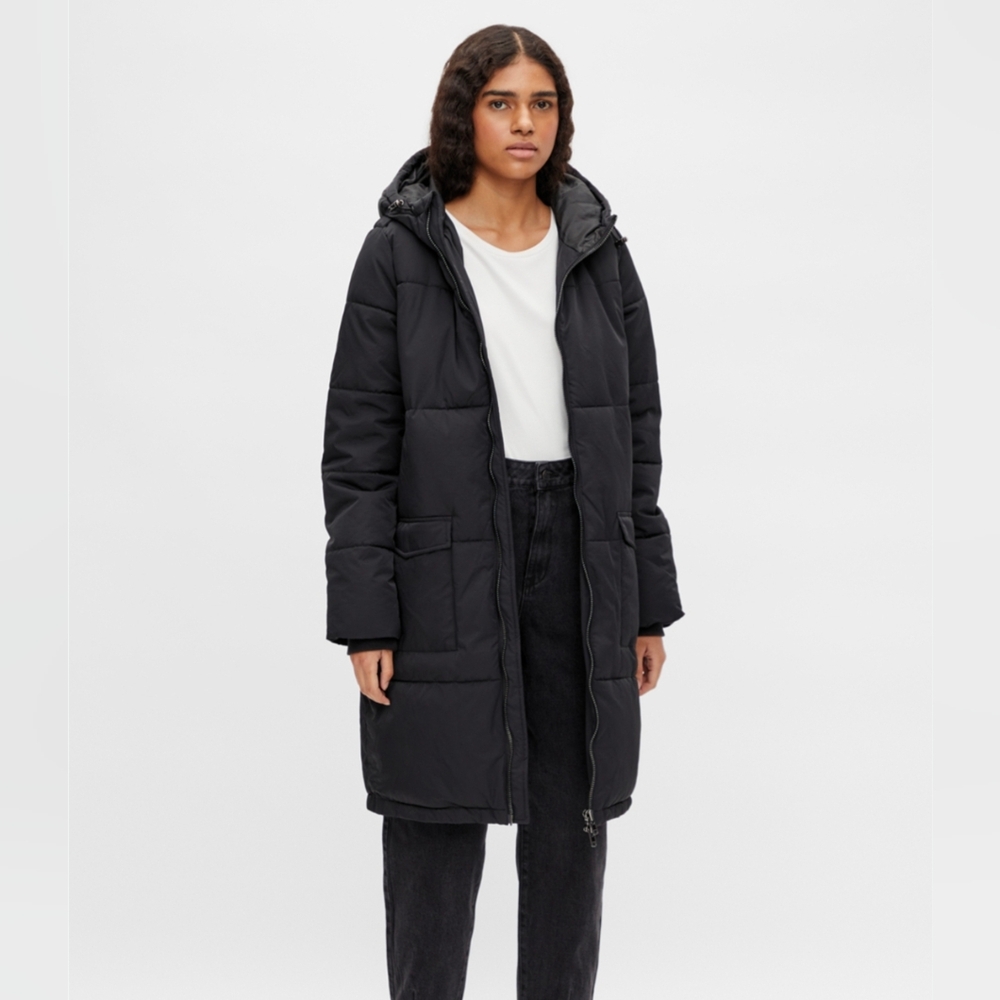 Bimba Y Lola Designer Down Winter Coat Warm Black Hooded Puffer Jacket XS